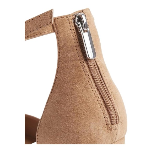 Torrid Pointed Toe Block Heel Pump Tan Faux Suede Ankle Strap Extra Wide Width - Picture 3 of 10